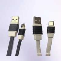 Kabel Data Pengisian Cepat Android Tipe-C XB Hemat Biaya Dua Warna Bergaris 2A Selubung PVC Konduktor Tembaga Murni untuk Ponsel