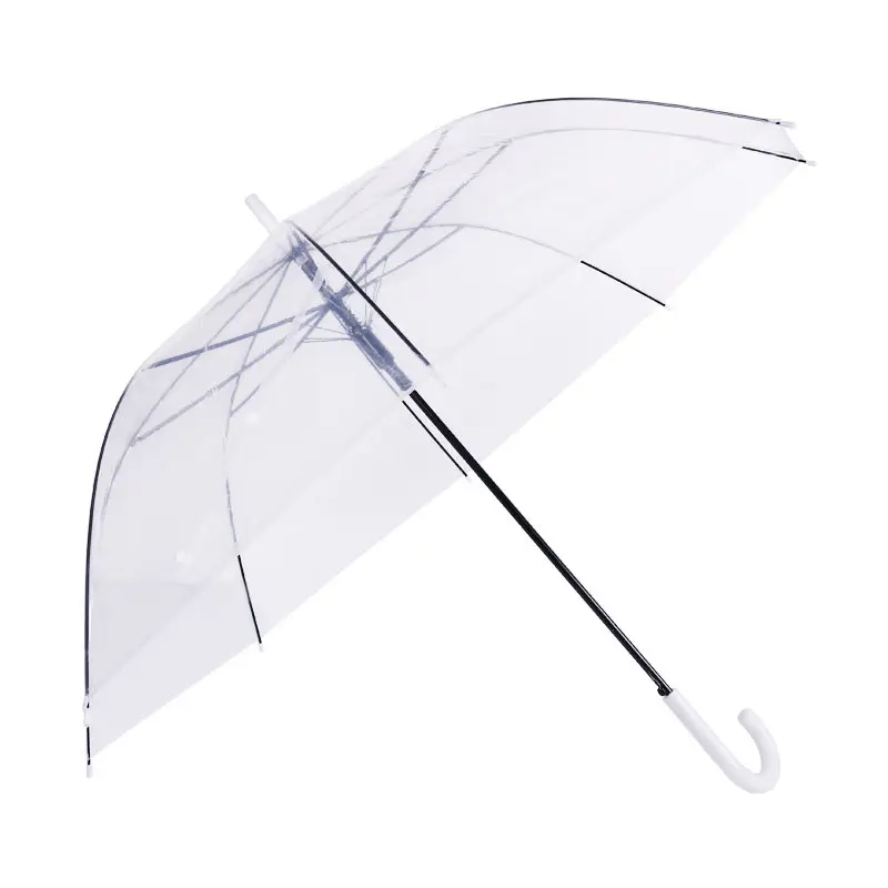 도매 사용자 정의 디자인 결혼 선물 자동 오픈 야외 비 투명 직선 우산 로고 인쇄