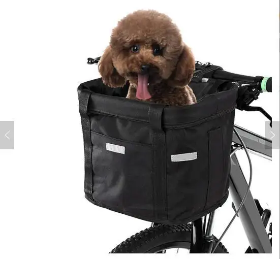 Bicycle Front Basket Collapsible Bike Handlebar Basket Pet Cat Dog Carrier Bag Shopping Commuting Cycle Biking Front Baggage Bag