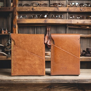 For Customized Men's Genuine Leather <b>RFID</b> Blocking Open Closure Slim Travel <b>Wallet</b> & Card Holder - Product Image 1