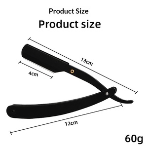 Rasoir manuel pour homme avec support pliant en bois, pour coupe de cheveux, coiffure et ébavurage des sourcils, lame unique à clipser - Product Image 5