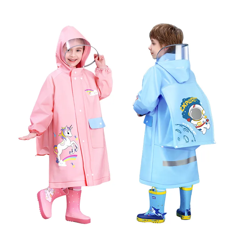 New EVA Fashion Cartoon Children's Raincoat Kids Rain Jacket with School Thick Poncho Jacket Waterproof for Kids