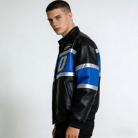 Veste en cuir de vache et de mouton OEM, veste en cuir lavé, style Varcity, veste brodée faite à la main, vêtements d'extérieur haut de gamme pour hommes
