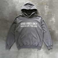 Sweat à capuche personnalisé surdimensionné en molleton français avec logo imprimé DTG, effet délavé vintage, fabriqué en Chine