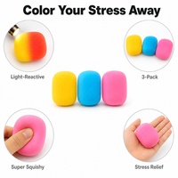 Lot de 3 jouets anti-stress réactifs à la lumière, super doux, changeant de couleur, jaune, bleu, rose, jouets de bureau