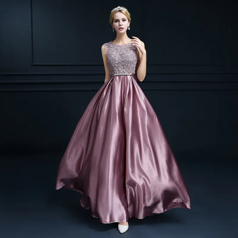 2023 neue rosa Bankett Abendkleid lange ärmellose elegante Hochzeit Brautjungfer Kleid Party Damen Kleid