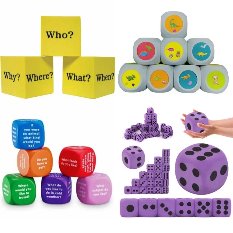 Originality Non-toxic Lightweight Zodiac Colorful Rounded Corner Or Right Angle EVA Foam Dice yiwu 5.5 with Patterns and words