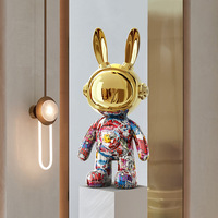 Ornements Lapin Spatial Luxe Léger, Statues d'Ours Électroplaquées, Artisanat en Résine, Ornement de Sol Haut de Gamme pour la Décoration Intérieure