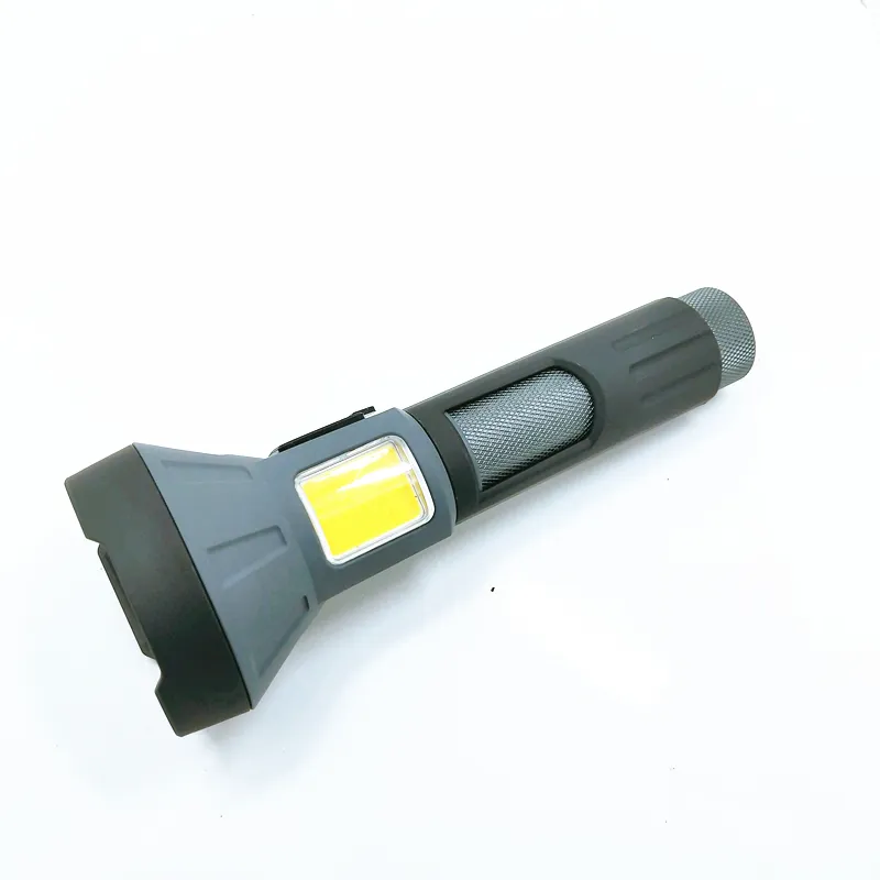 Senter LED portabel isi ulang USB, lampu kilat LED portabel dengan lampu COB 1200mah 18650 baterai isi ulang 80