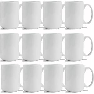 Tazas Redondas de Cerámica para Sublimación, 15 Oz, Blancas, para Uso Promocional - Product Image 1