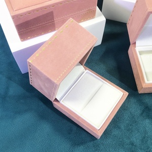 Pink Velvet Jewelry <b>Box</b> for <b>Ring</b> Necklace Rigid Rectangle Jewelry <b>Box</b> with Side Gold Stamping Mother's Day Gift Packaging - Product Image 3