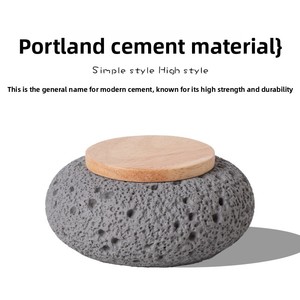 Urna Funeraria para Mascotas Serie Morandi, Hecha a Mano con Cemento Portland, a Prueba de Humedad, Sellada, con Tapa Plana de Madera y Anillo de Silicona, para Perros y Gatos - Product Image 3
