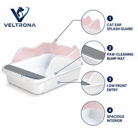 Grande litière semi-fermée pour chat avec protection anti-éclaboussures, contrôle des odeurs, tapis de nettoyage des pattes, bac à litière pour chat, vente en gros, rose