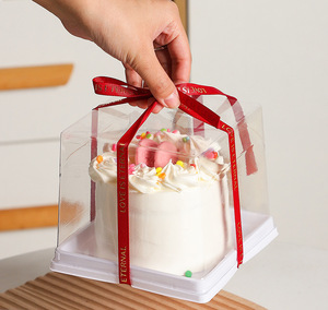 Caja para Pastel de 4 Pulgadas, Transparente, Cuadrada, Tipo Blister, Caja de Embalaje para Pastel de Queso, Mousse de Fresa de 5 Pulgadas - Product Image 2