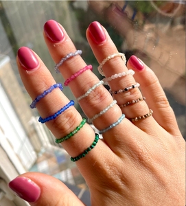 Bague délicate en pierres naturelles, perles facettées, empilable, faite à la main, élastique, personnalisable, vente en gros, OEM, ODM - Product Image 3