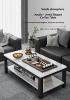 Table basse de salon moderne et minimaliste avec plateau en verre trempé, structure en métal, multifonctionnelle pour les petits appartements et les bureaux