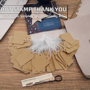 Étiquette de remerciement professionnelle simple avec message de vœux pour anniversaire et fêtes, estampage à chaud, avec autocollant de fermeture d'enveloppe en papier kraft - Product Image 2