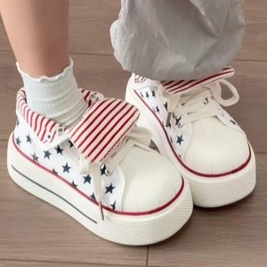 Zapatillas de lona de caña alta con <span class=keywords><strong>plataforma</strong></span> para aumentar la altura, con cordones, estilo dos en uno, a la moda, con capas, versátiles, modelo 2026 <span class=keywords><strong>Star</strong></span> Shoes - Product Image 1
