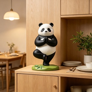 <span class=keywords><strong>Zen</strong></span> dans les bois -- Une figurine de panda yoga mignonne et fantaisiste pour le bureau. Cette figurine est sculptée et fabriquée par Bozhiyi. - Product Image 6