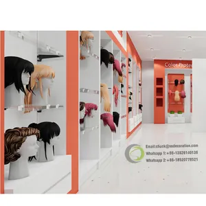 Wooden Painting Wig Display Rack Luminous Booth Beauty Salon Wig Cabinet Cosmetics Exhibition