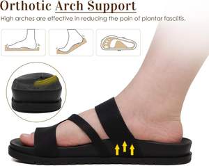 Mode sandales plates à lanières confortable fasciite plantaire soutien de la voûte plantaire été réglable bout ouvert coussin habillé Les Sandales - Product Image 3