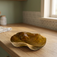Bol en bois minimaliste artisanal à l'effet d'érosion naturelle - Écologique, sans BPA, durable, pour fruits, idéal pour les cadeaux d'affaires