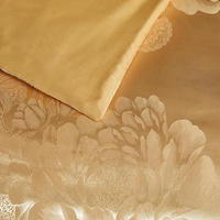 Ensemble de literie en jacquard de luxe 3 pièces couleur or, draps en jacquard satiné, ensembles de literie en jacquard