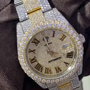 Nouveau Style De Mode De Luxe Fine Jewelry Ronda Mouvement Moissanite Montre Argent Plaqué Or Pointeur Cadran Haute Qualité Glacé Montre - Product Image 3