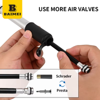 Pompe à vélo BAIMEI mini portable en alliage d'aluminium léger, valve Schrader/Presta, plage de pression 80-130 PSI, étanche