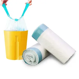 Bolsa de basura pequeña de 4 galones con cordón fuerte, para baño, dormitorio, hogar y oficina, color blanco, 100 recuentos/2 rollos de bolsas de basura