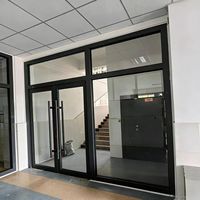 Puerta de Seguridad de Aluminio con Cristal Templado, Resistente a la Corrosión e Impermeable, para Tiendas Minoristas, Entrada Principal de Hoteles y Centros Comerciales