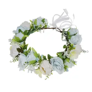 Colorful Head Crown Flower Design Hawaiian Artificial Bridal Wedding Flower Crown Headdress Girl Floral Garlands Bridal Headwear