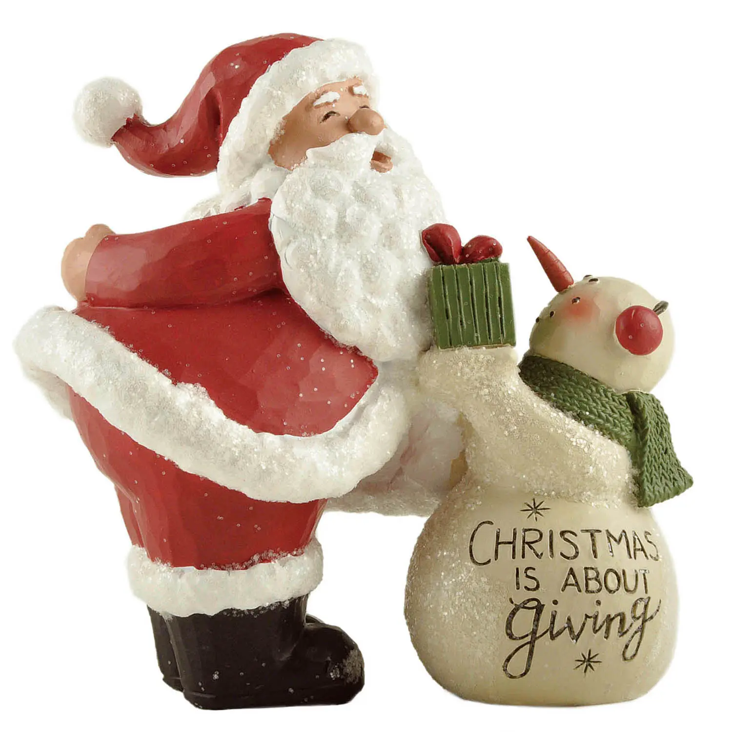 Fabriek Handgemaakte Hars Kerst Ambachten Santa En Geschenk Geven Sneeuwpop Beeldjes Voor Huisdecoratie