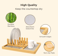 MIXWARES Tapis de séchage pour vaisselle en terre de diatomée super absorbante - Élégant organiseur de vaisselle en pierre pour comptoir de cuisine, tasses et assiettes