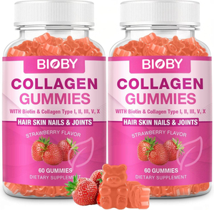 Gomitas de Colágeno Bioby OEM de Marca Privada con Biotina Tipo I, II, III, V, X, Sabor Fresa, para el Cabello, la Piel, las Uñas y las Articulaciones, 60 Unidades - Product Image 1