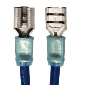 Factory custom UL1015 14-16AWG 0.250 blue cable assembly with 640905-1 A0904-ND TE Connectivity AMP Connectors wire harness