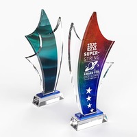 Coupes de trophées en cristal personnalisées, récompenses en verre pour la reconnaissance des employés d'entreprise, champions sportifs, anniversaire de partenariat