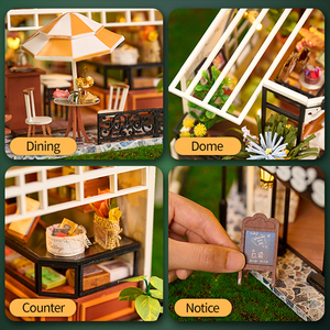 Maison de poupée en bois IIECREATE K-1068 Maison miniature de thé de la duchesse pour adultes Puzzle 3D en bois Maison de poupée de luxe - Product Image 2
