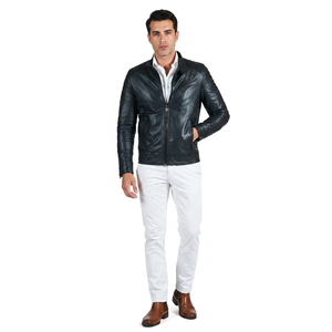 Premium Quality <b>Men's</b> Genuine <b>Leather</b> <b>Jackets</b> with Zipper Closure Warm Linen Lining Vintage Style Autumn Casual Wear - Product Image 1