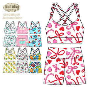 <span class=keywords><strong>Ensemble</strong></span> de yoga d'été pour <span class=keywords><strong>fille</strong></span> : débardeur et short imprimés personnalisés, confortables et respirants, motif vert - Product Image 4