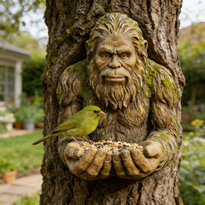 Mangeoire à oiseaux sculptée en résine de haute qualité, faite à la main, durable, résistante aux intempéries, ornement suspendu pour extérieur, jardin, cour, patio - Product Image 6