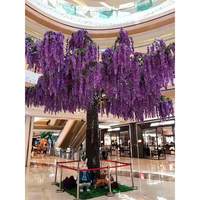 Pohon bunga Wisteria buatan, bunga sutra ungu tanaman Wisteria untuk dalam ruangan luar ruangan rumah pesta pernikahan dekorasi restoran