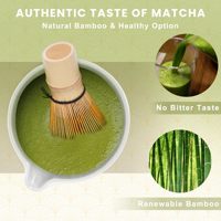Ensemble de matcha en céramique avec fouet en bambou et support pour bol – Accessoires durables pour la préparation du café et du thé, comprenant un fouet à matcha (Chasen) et un bol en céramique (Chawan)