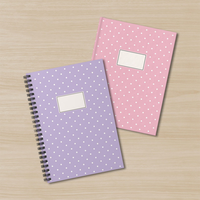 Carnet à spirales personnalisé avec logo, motif à pois pastel, lignes, cahier d'exercices, journal esthétique, fournitures de papeterie, cadeau pour filles