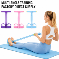 Appareil d'entraînement pour extensions triceps à 6 tubes en TPE avec pédales, logo personnalisé et emballage imprimé