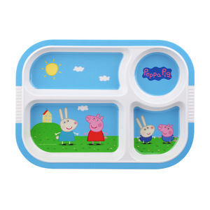 Wuhe Childrens Melamine Divided Plate Cartoon Design For Kids Dining 4 Compartment Rectangle Shape Food Safe - Product Image 5