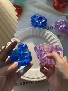 Gemstone Clear <b>Squishy</b> Crystal Bead Stress Relief Squeeze Ball - Transparent Gem <b>Squishy</b> Fidget Toy for Anxiety Relief - Product Image 5