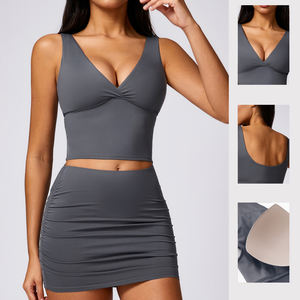 Maßgeschneidertes Reißverschluss-Crop-<span class=keywords><strong>Top</strong></span> für Damen Activewear Sport-<span class=keywords><strong>Top</strong></span> Yoga-Trends Geripptes Slim-Fit Lauf- und Yoga-Oberteil für Damen Activewear - Product Image 2