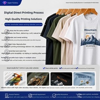 Teknologi Pencetakan Digital Langsung ke Pakaian Kaos Pria Lengan Pendek Musim Panas Katun Murni Berkualitas Tinggi