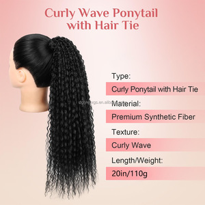 Venta al por mayor sintético rizado extensión de cola de caballo rizado onda Cola de Caballo Afro rizado pelo Cola de Caballo <span class=keywords><strong>coletas</strong></span> para el cabello de las mujeres - Product Image 4